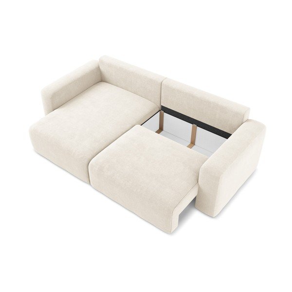 Kremno bela raztegljiva/s prostorom za shranjevanje kotna sedežna garnitura iz šenilje (levi kot/z ležalnikom) Kona – Makamii-image-4