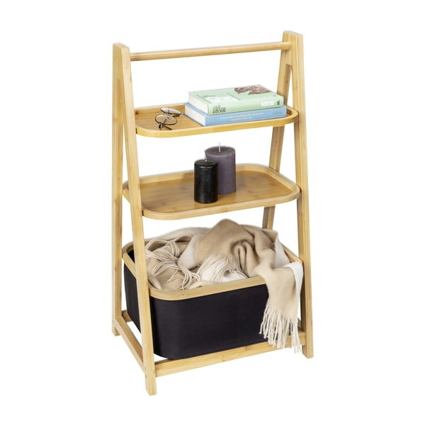 Črna/naravna bambusova kopalniška polica 44x80 cm Ecori – Wenko-image-2