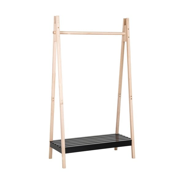 Črno stojalo za oblačila iz masivnega lesa pavlovnia Torino - House Nordic-image-4