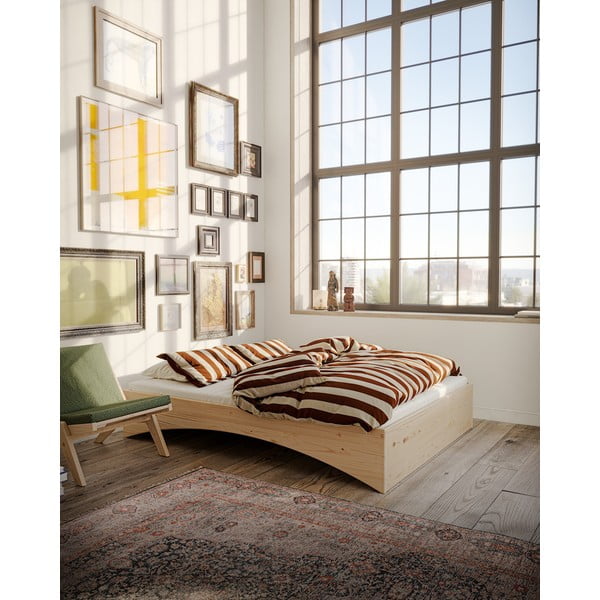 Zakonska postelja iz masivnega bora brez vzglavja 160x200 cm v naravni barvi Orbit – Karup Design-image-1