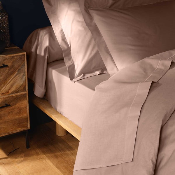 Rožnata napenjalna bombažna rjuha 180x200 cm Lina – douceur d'intérieur-image-1