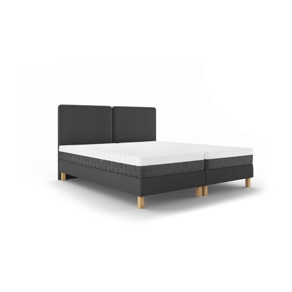 Temno siva zakonska postelja Mazzini Beds Lotus, 180 x 200 cm