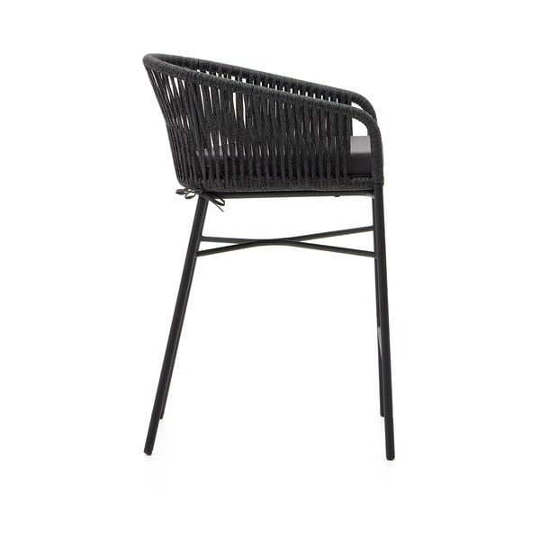 Črn kovinski/oblazinjen vrtni barski stol Yanet – Kave Home-image-4