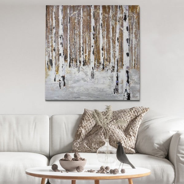 Ročno naslikana slika 70x70 cm Birch Wood – Wallity-image-1