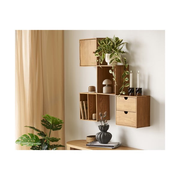 Večnivojska polica iz masivnega hrasta v naravni barvi 18 cm Townsville – House Nordic-image-2