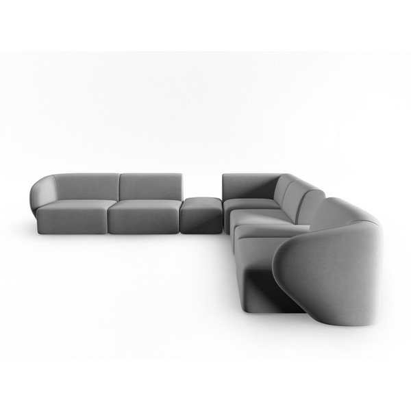 Siva žametna kotna sedežna garnitura Paolo – Milo Casa-image-2