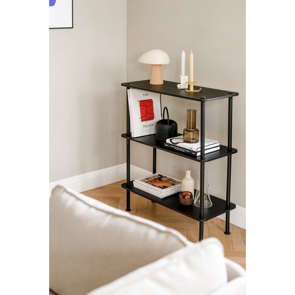 Črn regal v hrastovem dekorju 80x90,5x35 cm Teidi – noo.ma-image-3