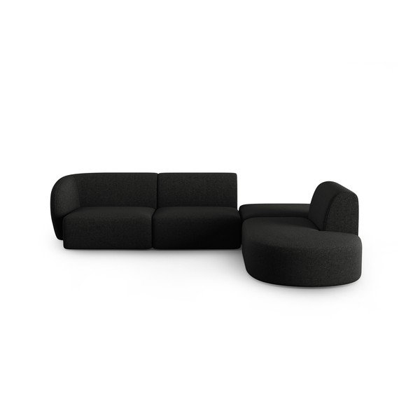 Črna kotna sedežna garnitura iz šenilje (desni kot/v obliki črke L) Paolo – Milo Casa