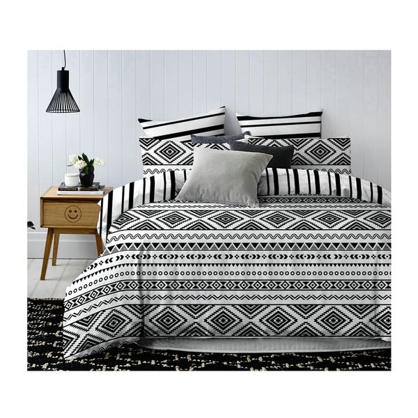 Črno-bela dvostranska posteljnina iz mikrovlaken DecoKing Hypnosis Oslo, 200 x 200 cm