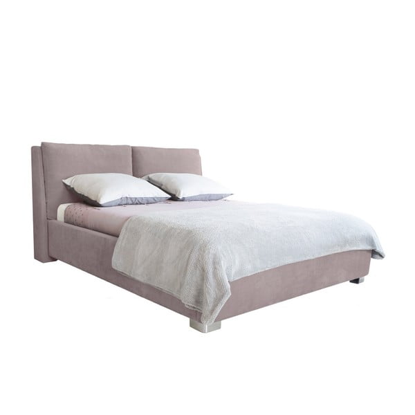 Svetlo roza zakonska postelja Mazzini Beds Vicky, 160 x 200 cm