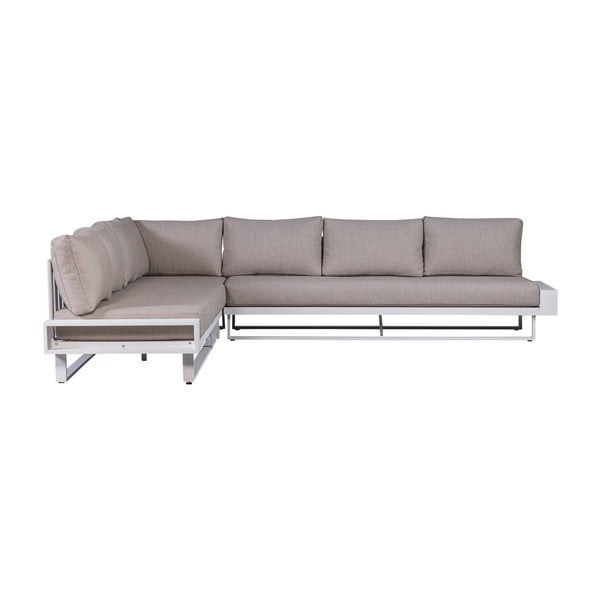 Belo-siv aluminijast vrtni kavč (levi kot) Flint – Exotan