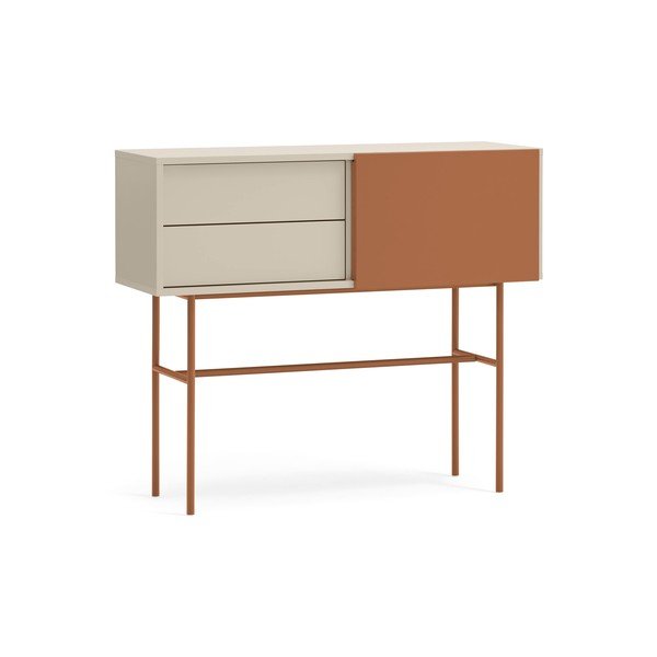 Opečnato oranžna/bež stranska mizica 35x110 cm Nube – Teulat-image-2