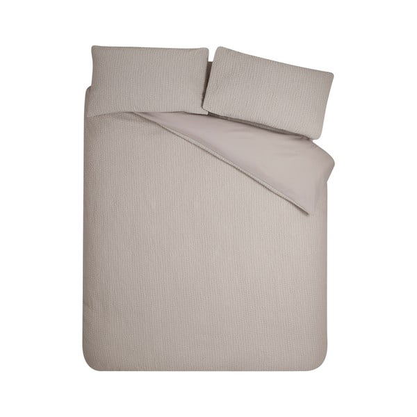 Svetlo rjava podaljšana posteljnina za zakonsko posteljo iz krepa 230x220 cm Crinkle Seersucker – Catherine Lansfield