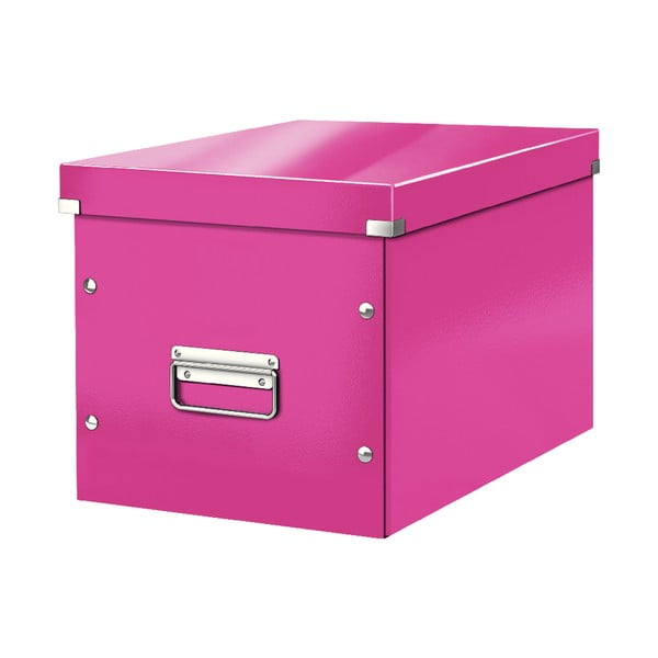 Rožnata kartonasta škatla za shranjevanje s pokrovom 32x36x31 cm Click&Store – Leitz