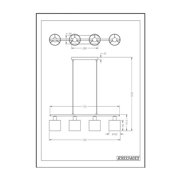 Bela viseča svetilka za 4 žarnice Realityp Pendant Tommy-image-2