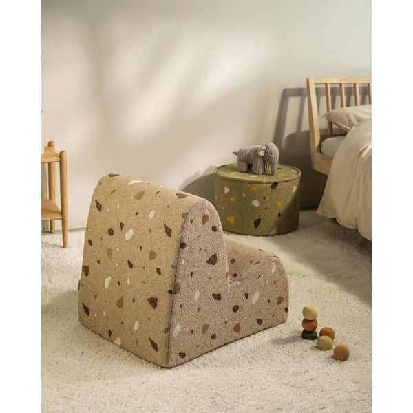 Svetlo rjav otroški fotelj iz tkanine bouclé in šenilje Terrazzo Cloud – Wigiwama-image-4