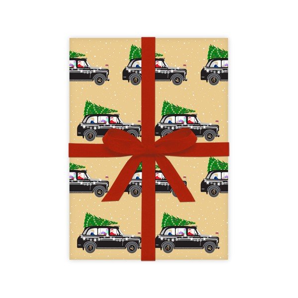 5 listov rumenega ovojnega papirja elanor stuart London Christmas Cab, 50 x 70 cm-image-2