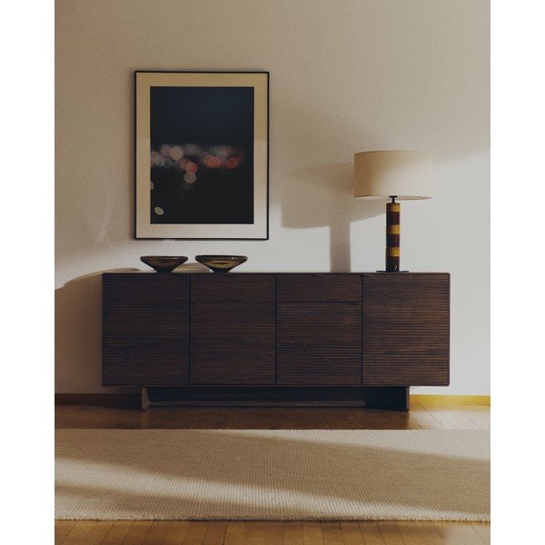 Temno rjava komoda v orehovem dekorju 194,5x78x45 cm Norlen – Kave Home-image-1