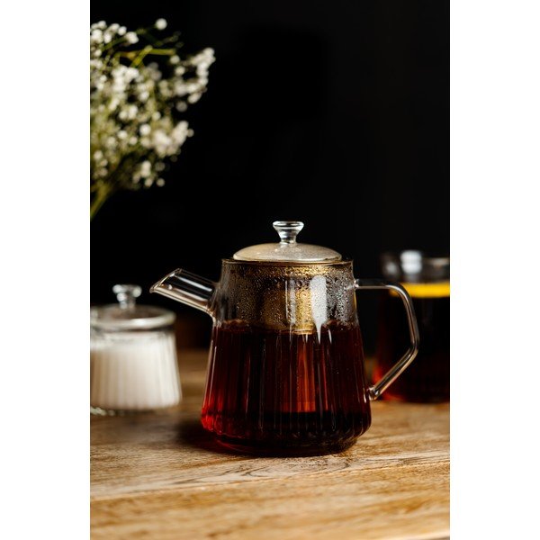 Steklen čajnik s cedilom v zlati barvi 900 ml Mia – Vialli Design-image-2