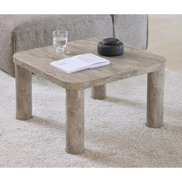 Svetlo siva klubska mizica v marmornem dekorju 60x60 cm Solano – Actona-image-1