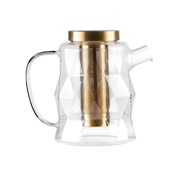 Steklen čajnik s cedilom v zlati barvi 1,3 l Geo – Vialli Design-image-4