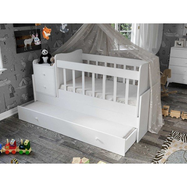 Bela otroška posteljica s prostorom za shranjevanje 60x120 cm Sansa – Kalune Design-image-2