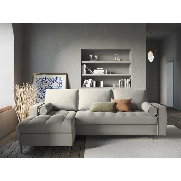 Svetlo siva raztegljiva sedežna garnitura Milo Casa Santo, levi kot-image-1