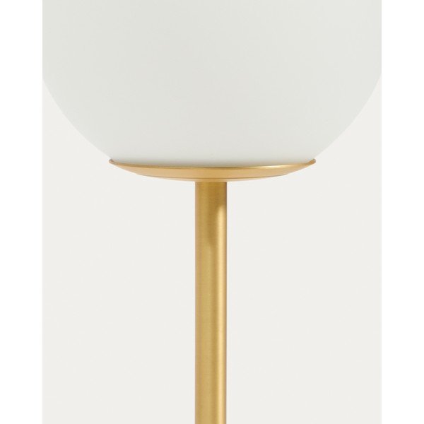 Bela/v zlati barvi namizna svetilka s steklenim senčilom (višina 35 cm) Brisia – Kave Home-image-3