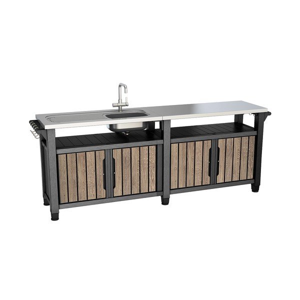 Vrtna kuhinja v jesenovem dekorju 237x52 cm Unity Chef – Keter