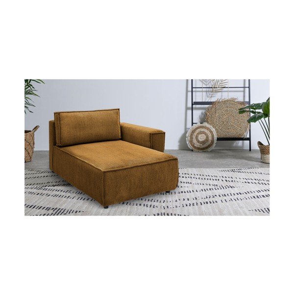 Gorčično rumen modul za sedežno garnituro iz rebrastega žameta (desni kot) Nihad modular – Bobochic Paris-image-1