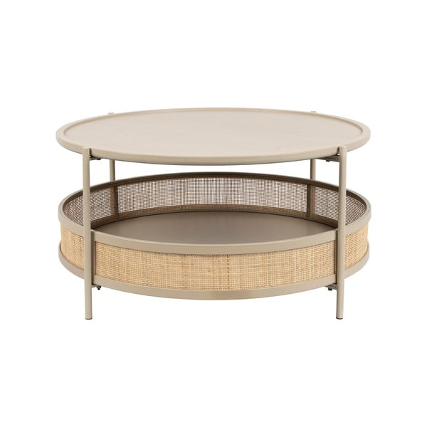 Okrogla mizica v bež in naravni barvi ø 80 cm Makoto – White Label