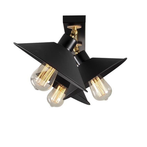 Črna stropna svetilka s kovinskim senčilom ø 24 cm Berceste – Opviq lights-image-3