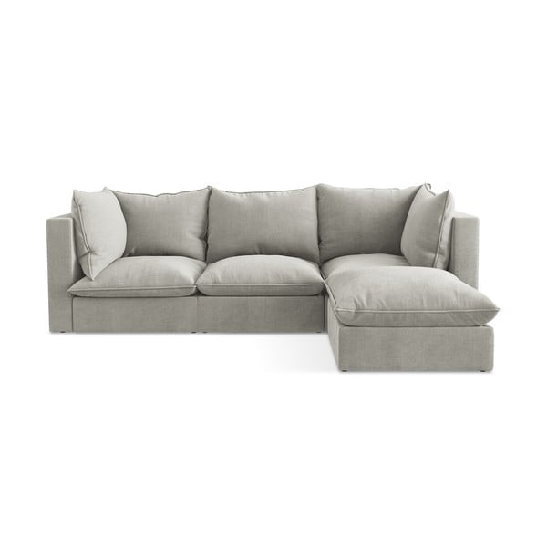 Svetlo siva kotna sedežna garnitura (desni kot/z ležalnikom) Manao – Makamii