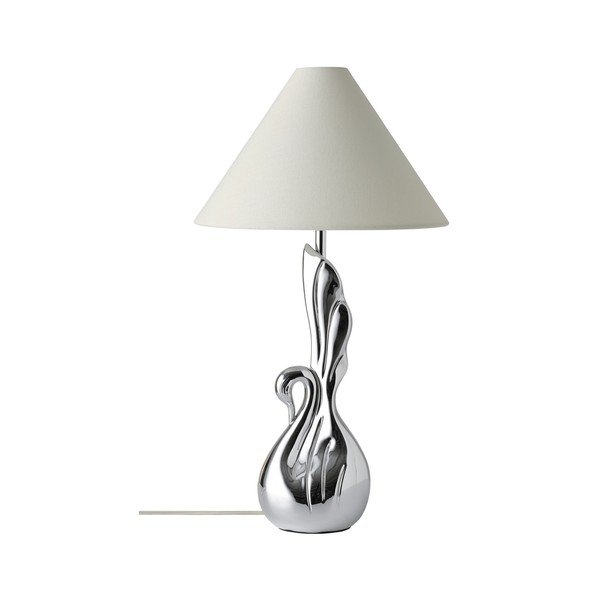 Bela/v srebrni barvi iz poliresina namizna svetilka (višina 53 cm) Swan – Ellos Home-image-3