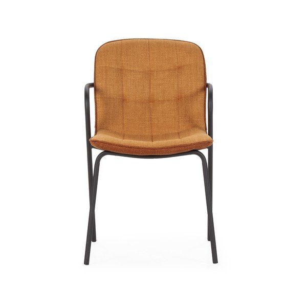 Oblazinjen jedilni stol z nasloni za roke v barvi terakote Angie – Marckeric-image-2