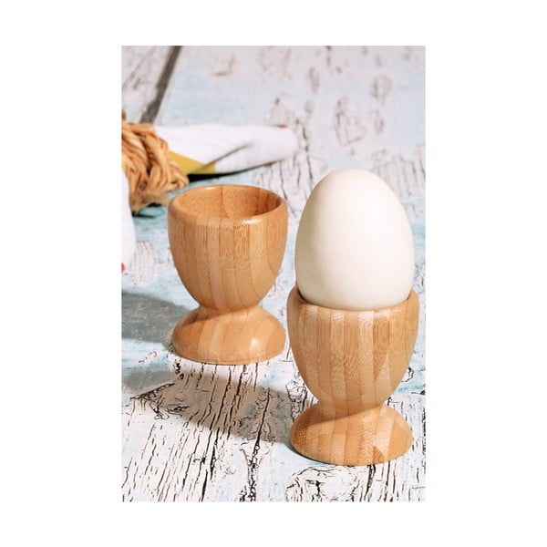 Komplet 2 stojal za jajca iz bambusa Kutahya, ⌀ 6 cm