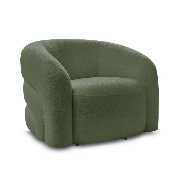 Zelen vrtljiv fotelj iz tkanine bouclé Elina – Bobochic Paris