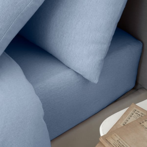 Svetlo modra napenjalna flanelna rjuha 135x190 cm Brushed – Catherine Lansfield-image-1