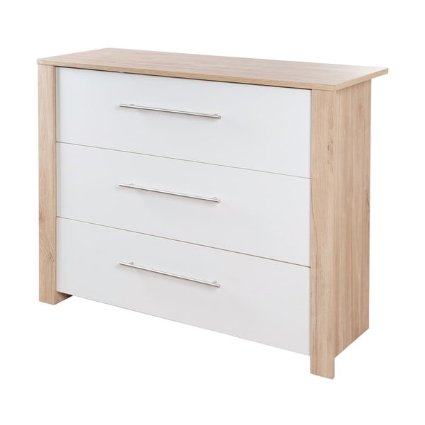 Bela/naravna nizka otroška komoda v hrastovem dekorju s previjalnim pultom 112x98 cm – Roba-image-2