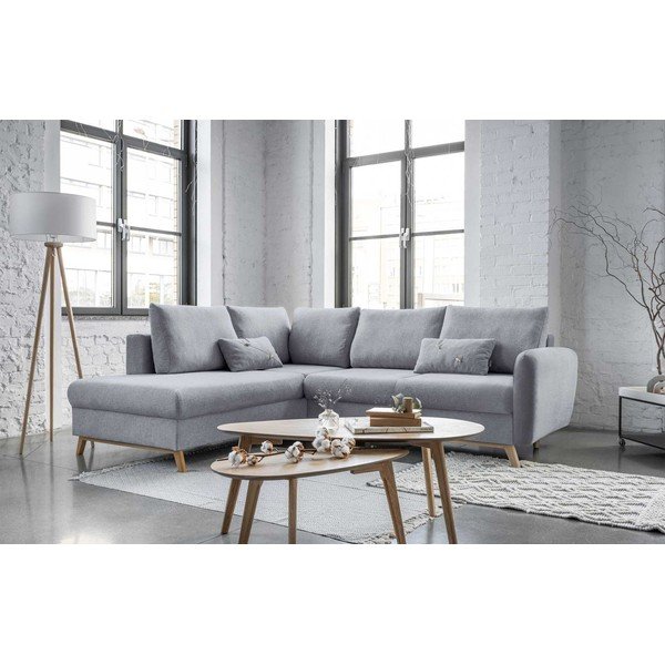 Svetlo siva raztegljiva sedežna garnitura Miuform Scandic Lagom L, levi kot-image-3