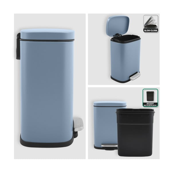 Svetlo moder jeklen koš za smeti s pedalom 5 l Akira – Spirella-image-2