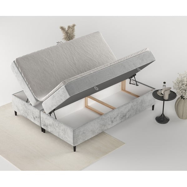 Siva boxspring postelja s prostorom za shranjevanje 180x200 cm Araya – Maison de Rêve-image-4