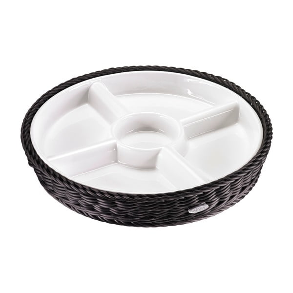 Porcelanasta servirna skleda v črni košari Saleen, ⌀ 28,5 cm