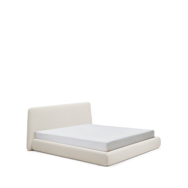 Bež oblazinjena zakonska postelja brez letvenega dna 180x200 cm Martina – Kave Home-image-3