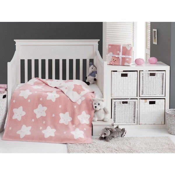 Rožnata otroška odeja iz flisa 100x120 cm Star – Mijolnir-image-1