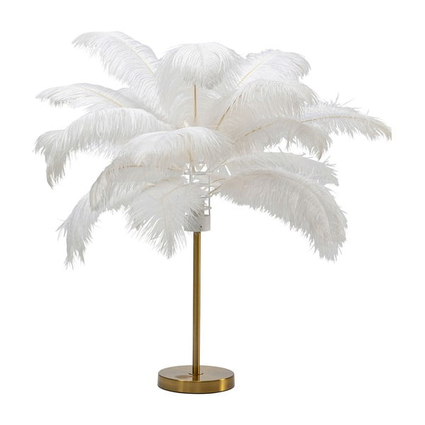 Bela namizna svetilka s senčnikom iz perja (višina 60 cm) Feather Palm – Kare Design