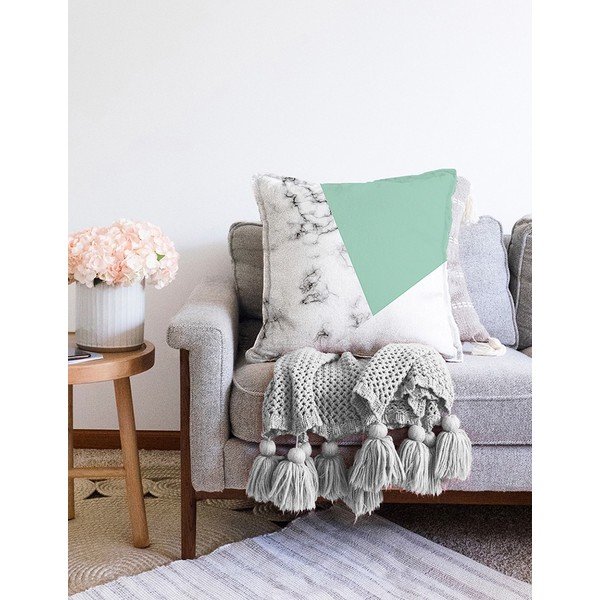 Zeleno-siva prevleka za vzglavnik iz mešanice bombaža Minimalist Cushion Covers Marble, 55 x 55 cm-image-2