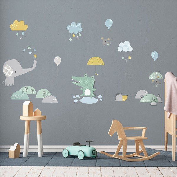 Otroške stenske nalepke Ambiance Animals in the Rain-image-3