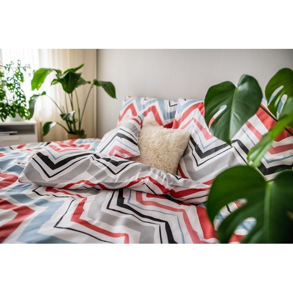 Modra/siva enojna 3-delna posteljnina iz bombažnega satena 140x200 cm Marina – JAHU collections-image-4