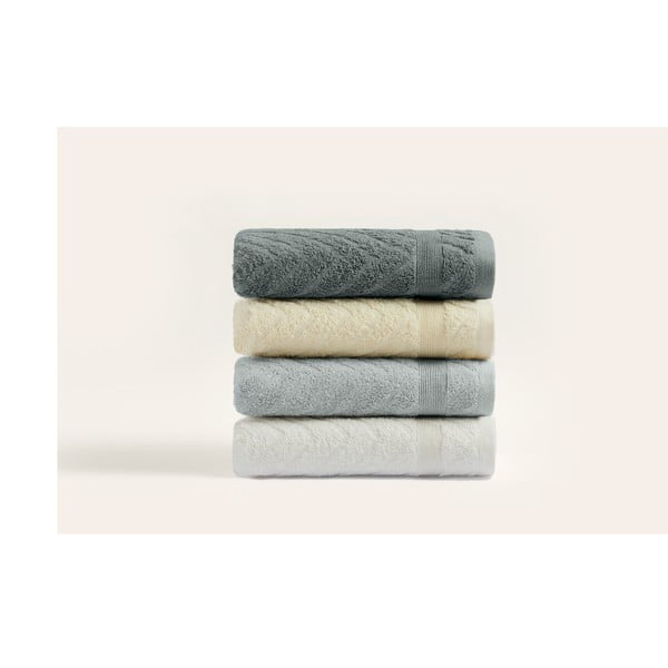 Rumene/sive frotirne bombažne brisače v kompletu 4 ks 50x90 cm – Foutastic